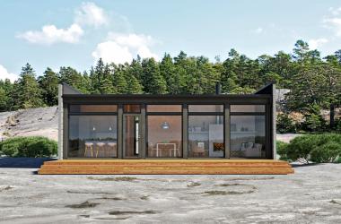 prefabribated wooden houses at Greece